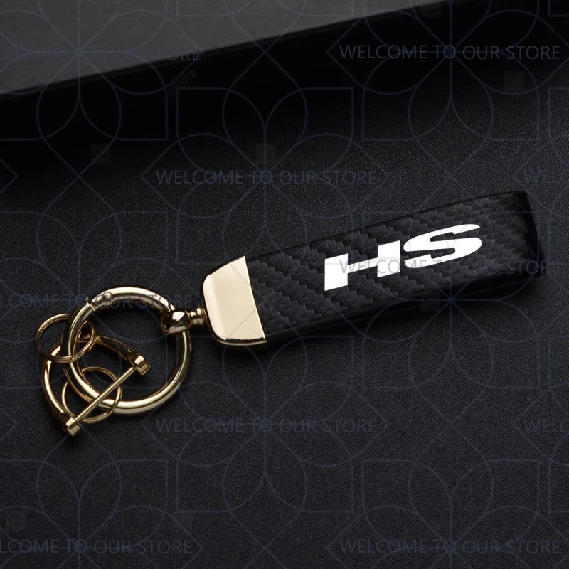 Porte-clés brodé pour MG HS & ZS  - en métal, ornements en cuir et fibre de carbone, accessoires