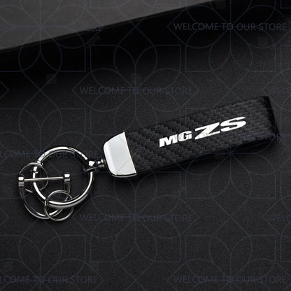 Porte-clés brodé pour MG HS & ZS  - en métal, ornements en cuir et fibre de carbone, accessoires