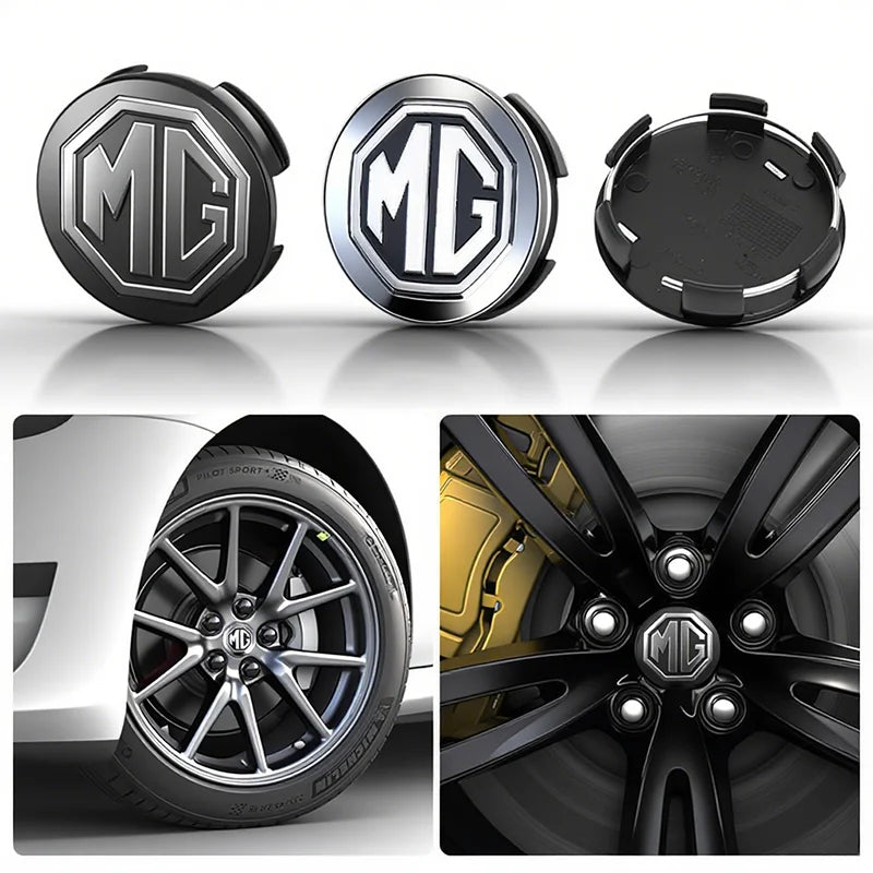 4 Enjoliveurs Roue 56mm pour MG - Argent ou Noir