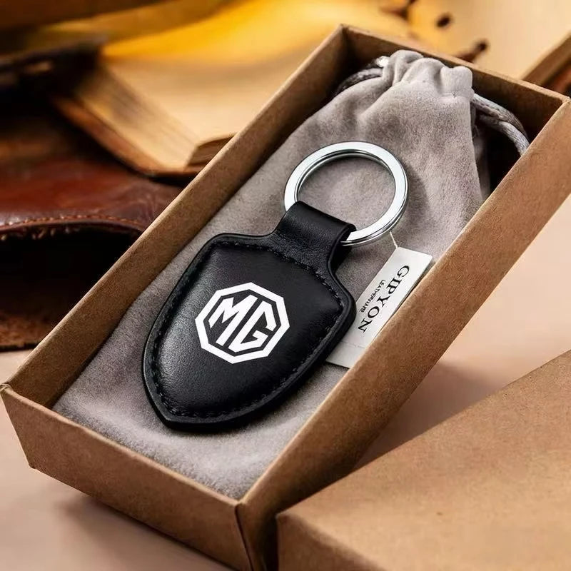 Porte-clés en cuir avec logo MG (logo ou texte)