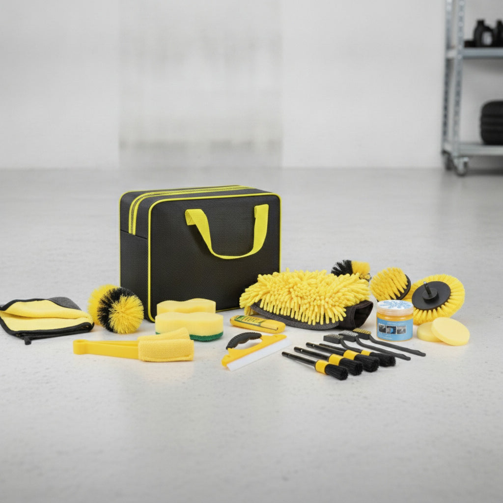 Kit 20 Brosses de Nettoyage Auto : Polissage Jantes, Lavage Intérieur & Détails