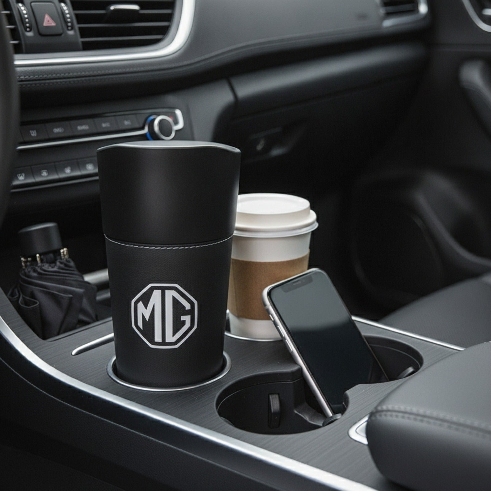 Poubelle Organisateur Voiture Noir pour MG : Porte-Gobelet, Rangement Téléphone & Accessoires