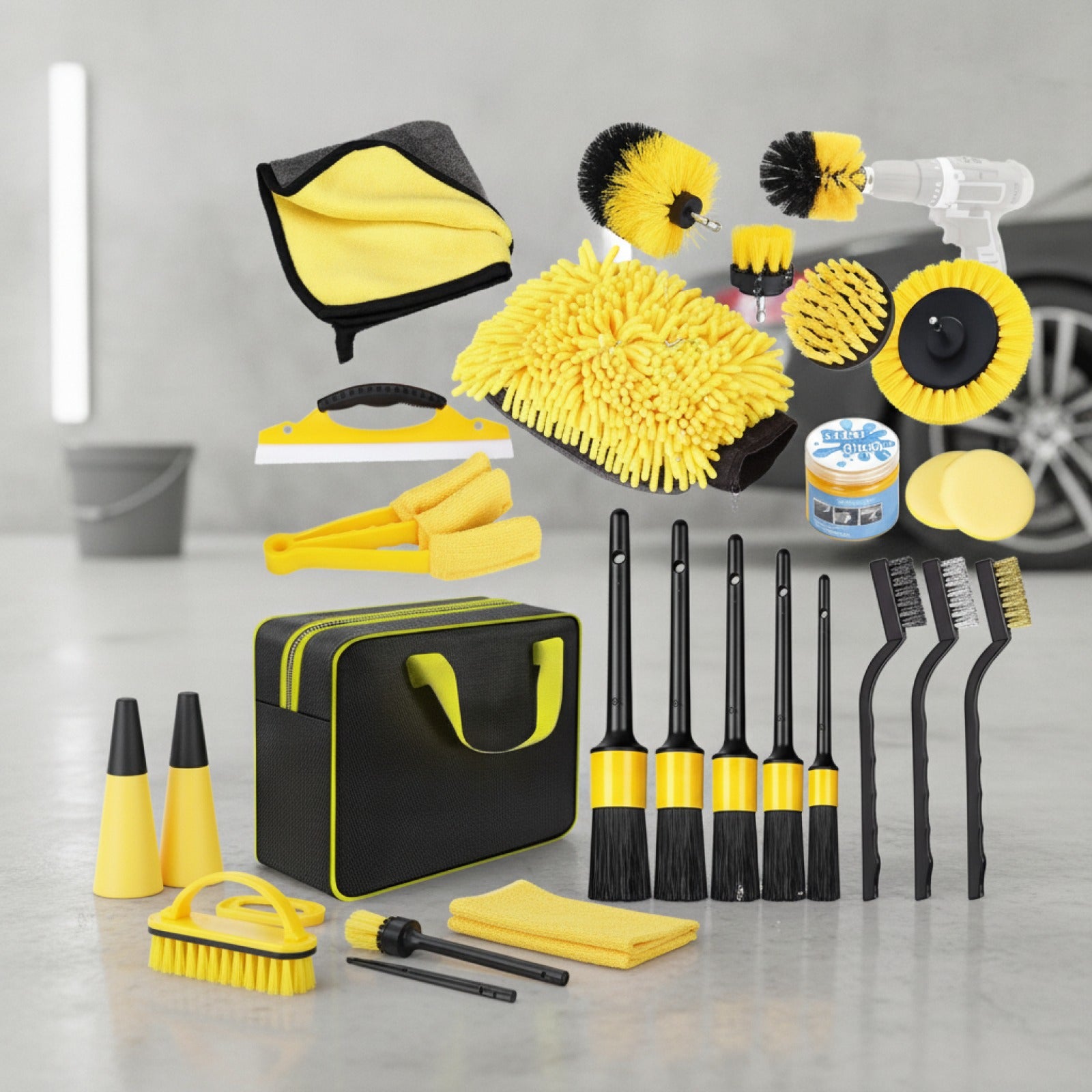 Kit 20 Brosses de Nettoyage Auto : Polissage Jantes, Lavage Intérieur & Détails