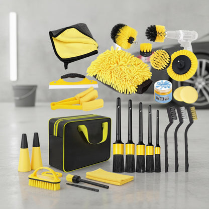 Kit 20 Brosses de Nettoyage Auto : Polissage Jantes, Lavage Intérieur & Détails