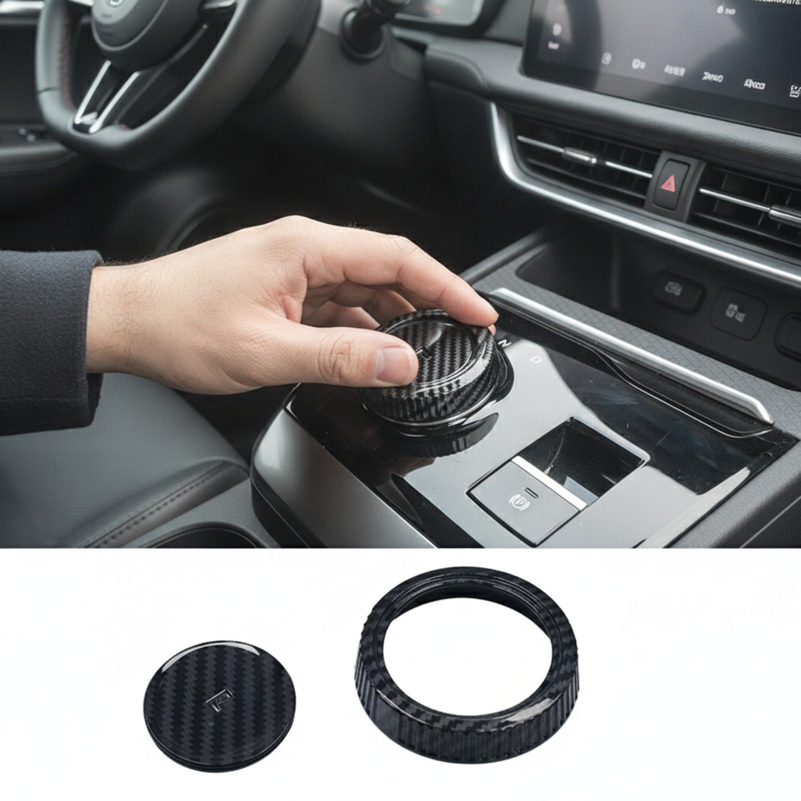 Selecteur de Vitesse MG4 (2023-2025) Imitation Fibre de Carbone Dark Night