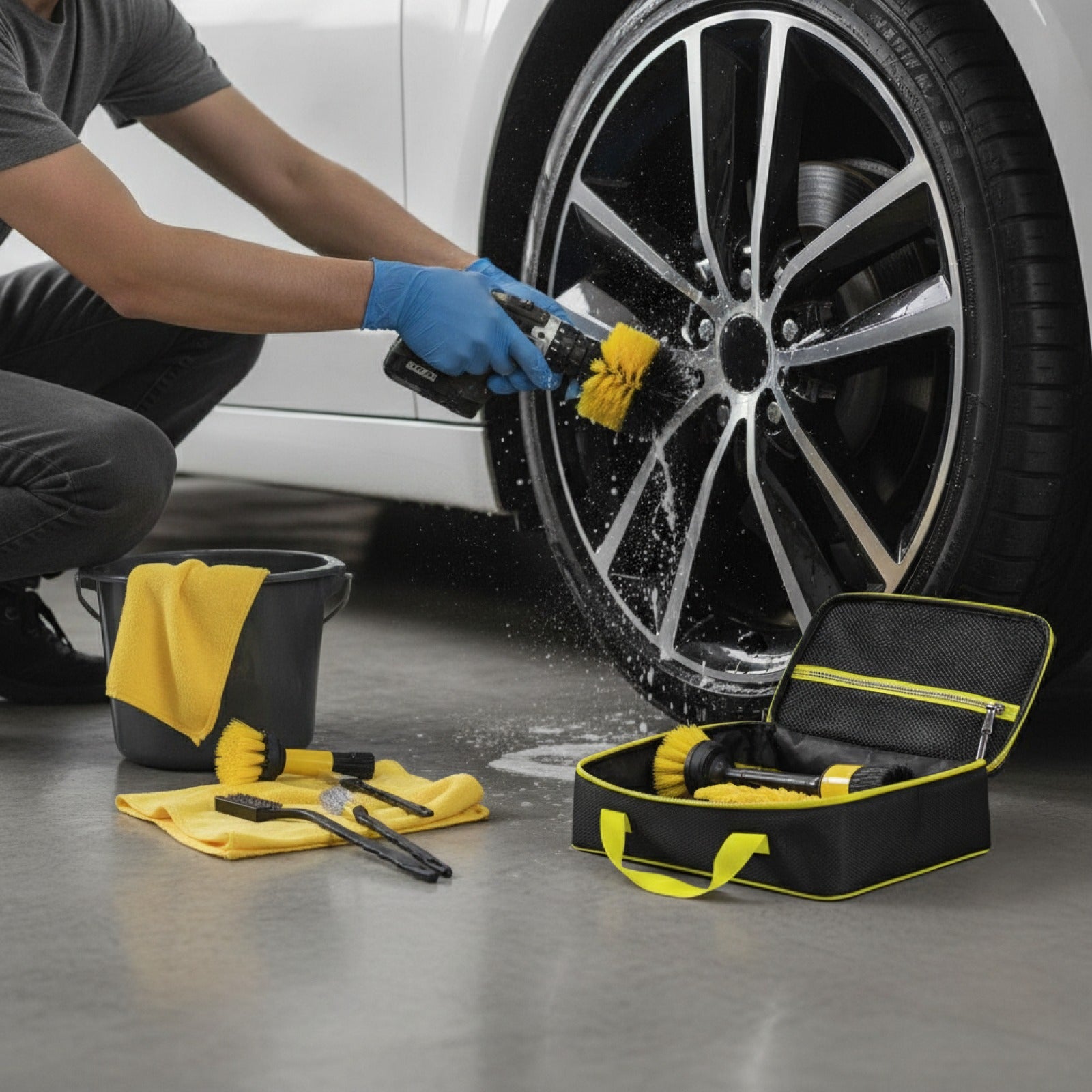 Kit 20 Brosses de Nettoyage Auto : Polissage Jantes, Lavage Intérieur & Détails